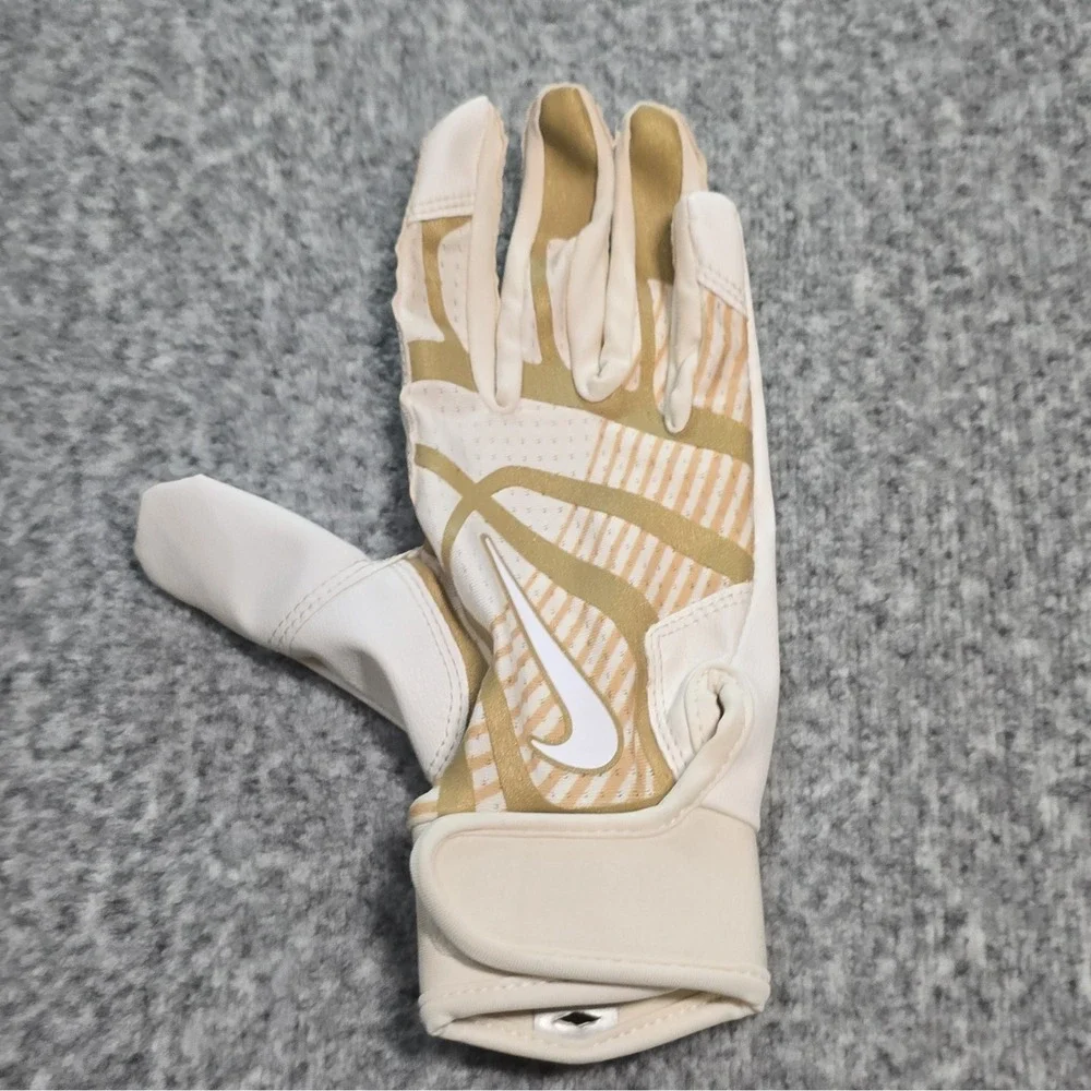 Nike Women's Full Finger Baseball/Softball Batting Glove Size M White/Gold